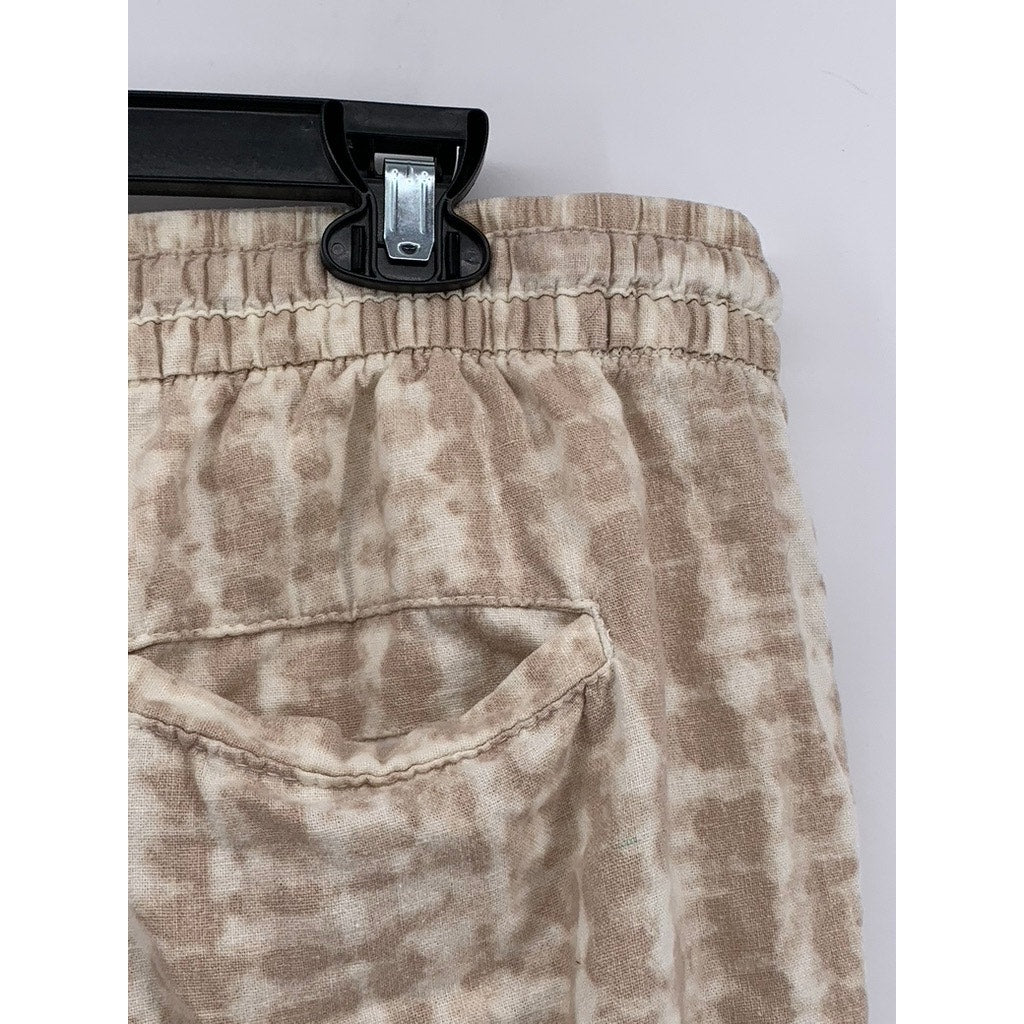 OLD NAVY Women's Beige Spring Tie-Dye High-Rise Linen-Blend Pant SZ L