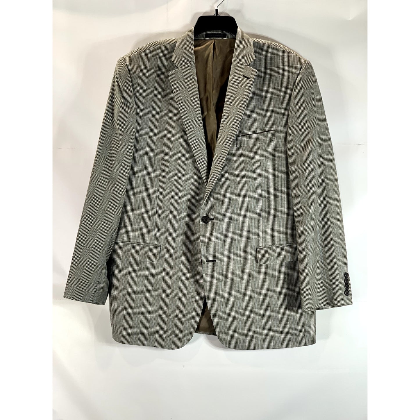 LAUREN RALPH LAUREN Men's Tan Plaid Silk/Wool Two-Button Long Blazer SZ 44L