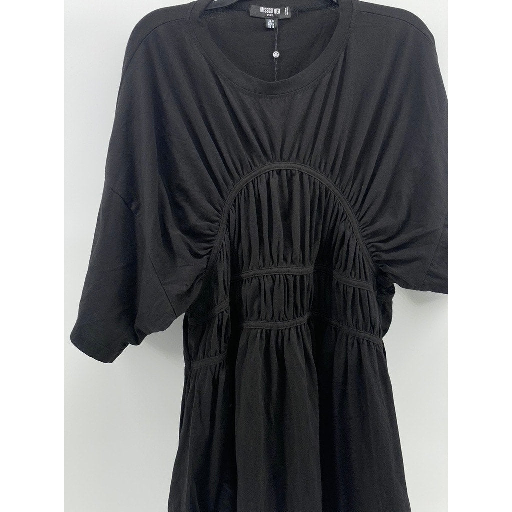 MISSGUIDED Women’s Plus Size Black Ruched Short Sleeve Mini T-Shirt Dress SZ 16