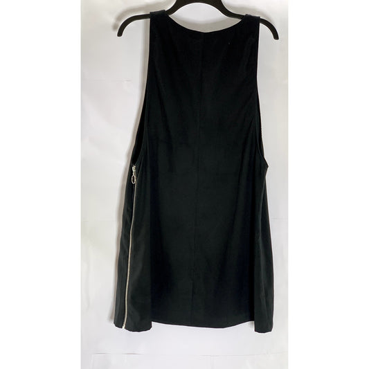 UNBRANDED Women's Solid Black Sleeveless Side-Zipper Scoop-Neck Mini Dress SZ M