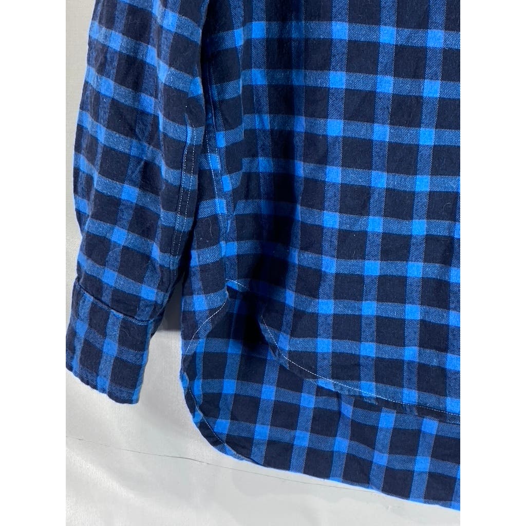 FRANK AND EILEEN Women's Blue/Black Plaid Eileen Relaxed Button-Up Shirt SZ S