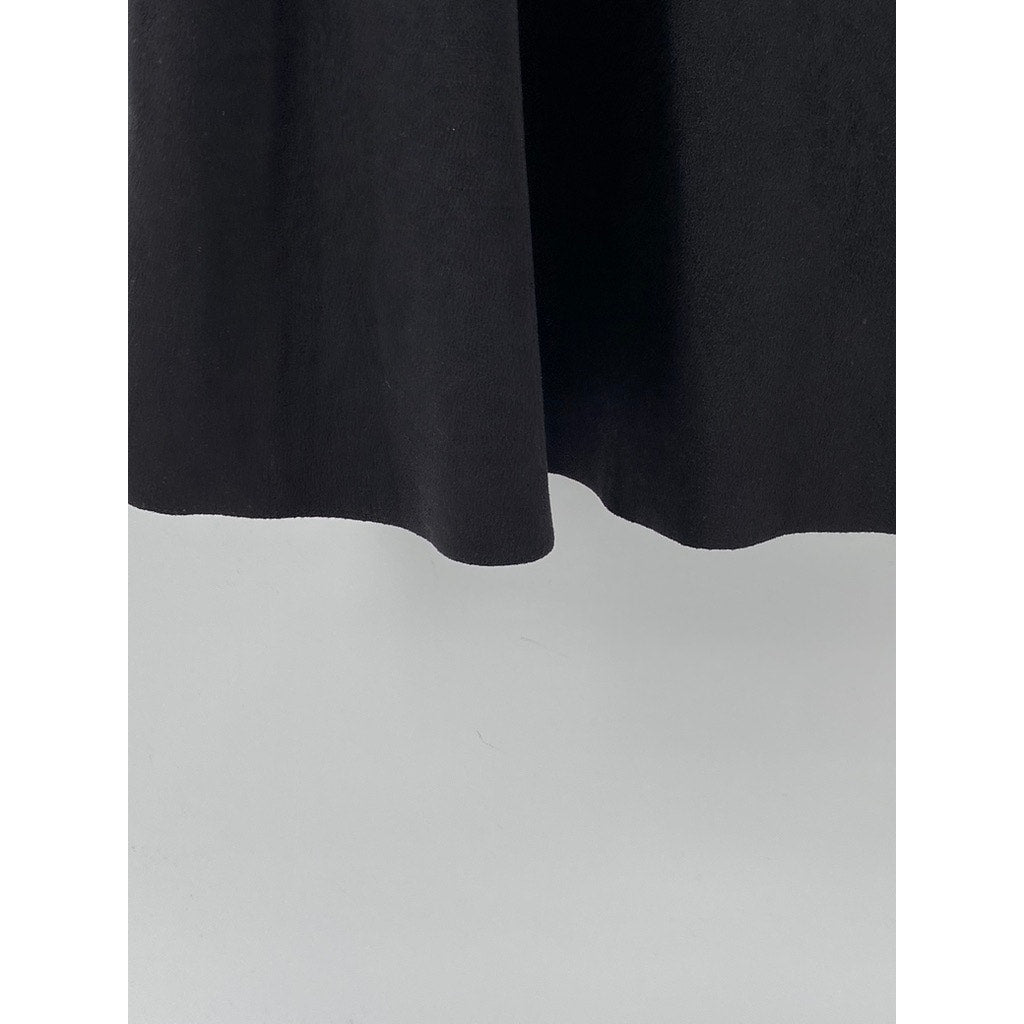 VINCE CAMUTO Women's Black Faux-Suede A-Line Flare Knee Length Skirt SZ 0