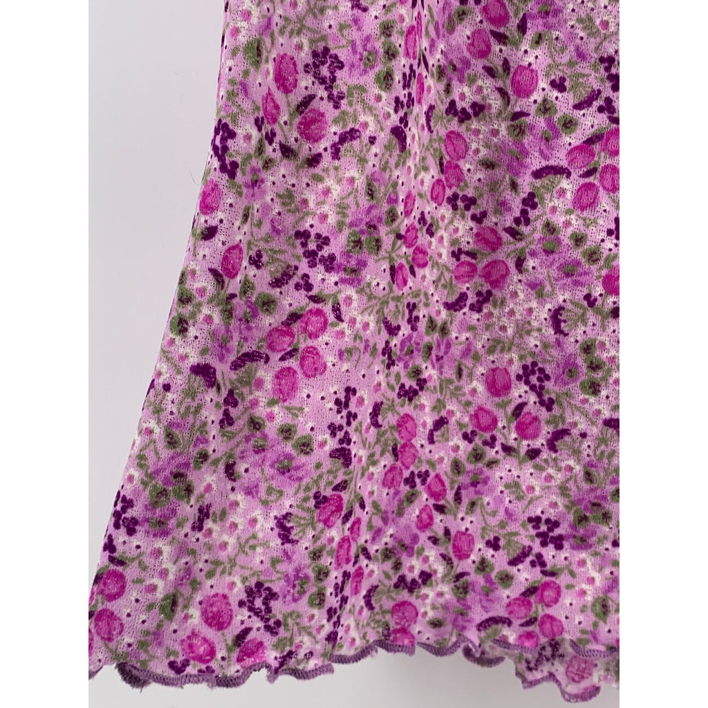 CHARLOTTE RUSSE Women's Pink Floral Scoop-Neck Short Flutter Sleeve Top SZ S