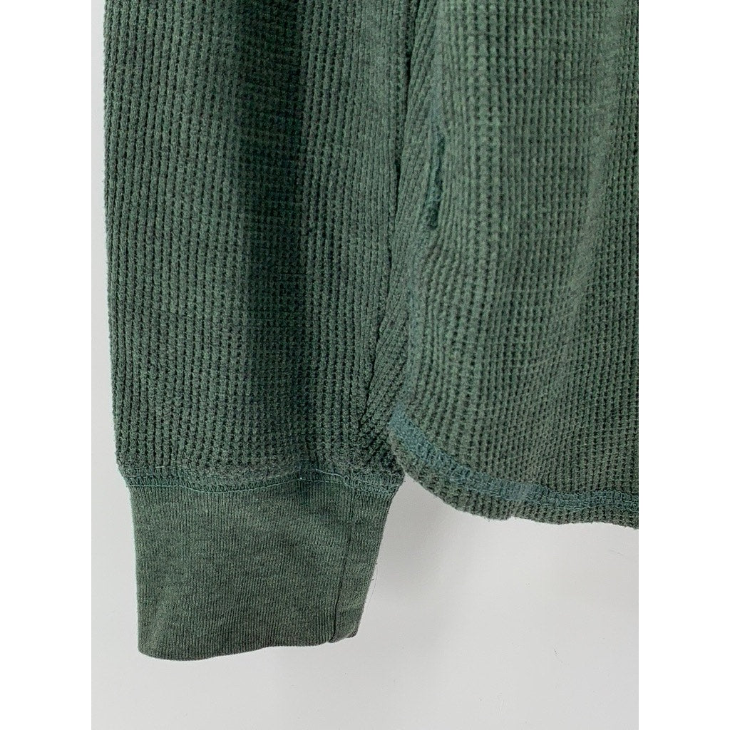FADED GLORY Men's Green Thermal Long Sleeve Henley Shirt SZ M