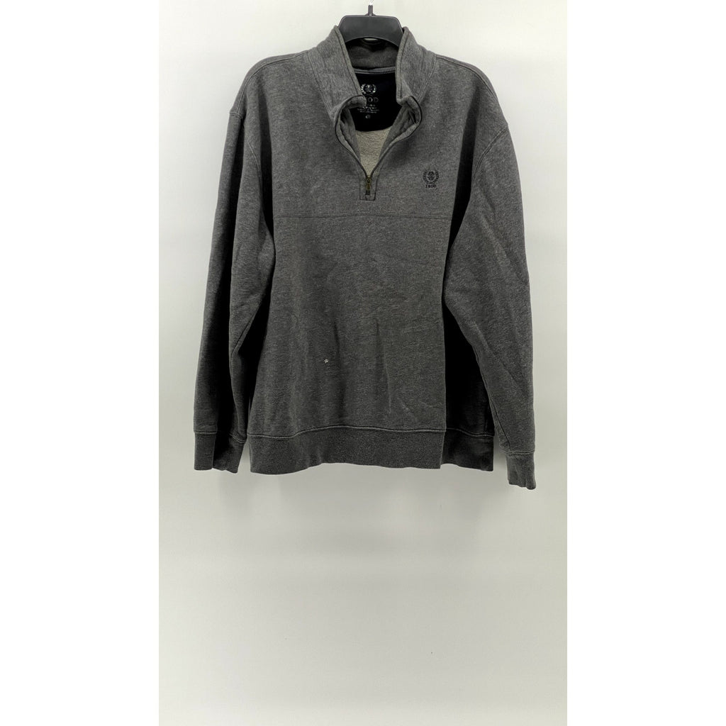 IZOD Men's Charcoal Gray Half Zip Stand Collar Long Sleeve Sweater SZ M
