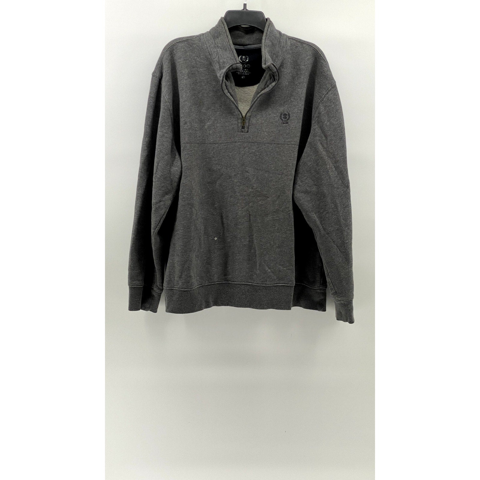 IZOD Men's Charcoal Gray Half Zip Stand Collar Long Sleeve Sweater SZ M