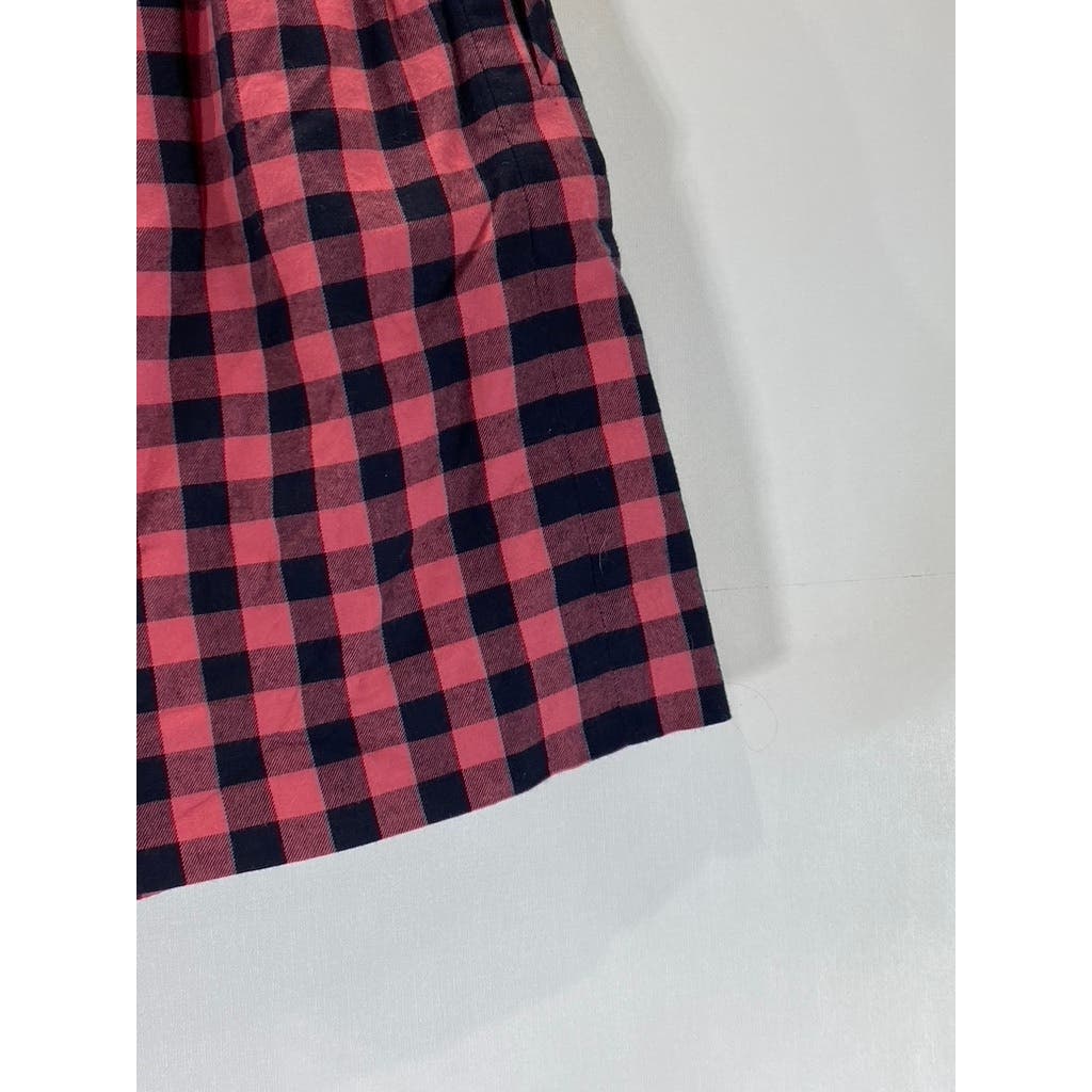 BROOKS BROTHERS Fleece Women's Red/Black Cotton Plaid Vintage Mini Skirt SZ 10