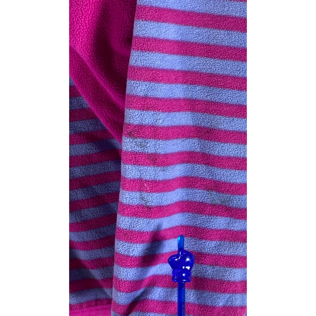 THE NORTH FACE Girl's Pink/Purple Striped Fleece Reversible Jacket SZ L(14-16)