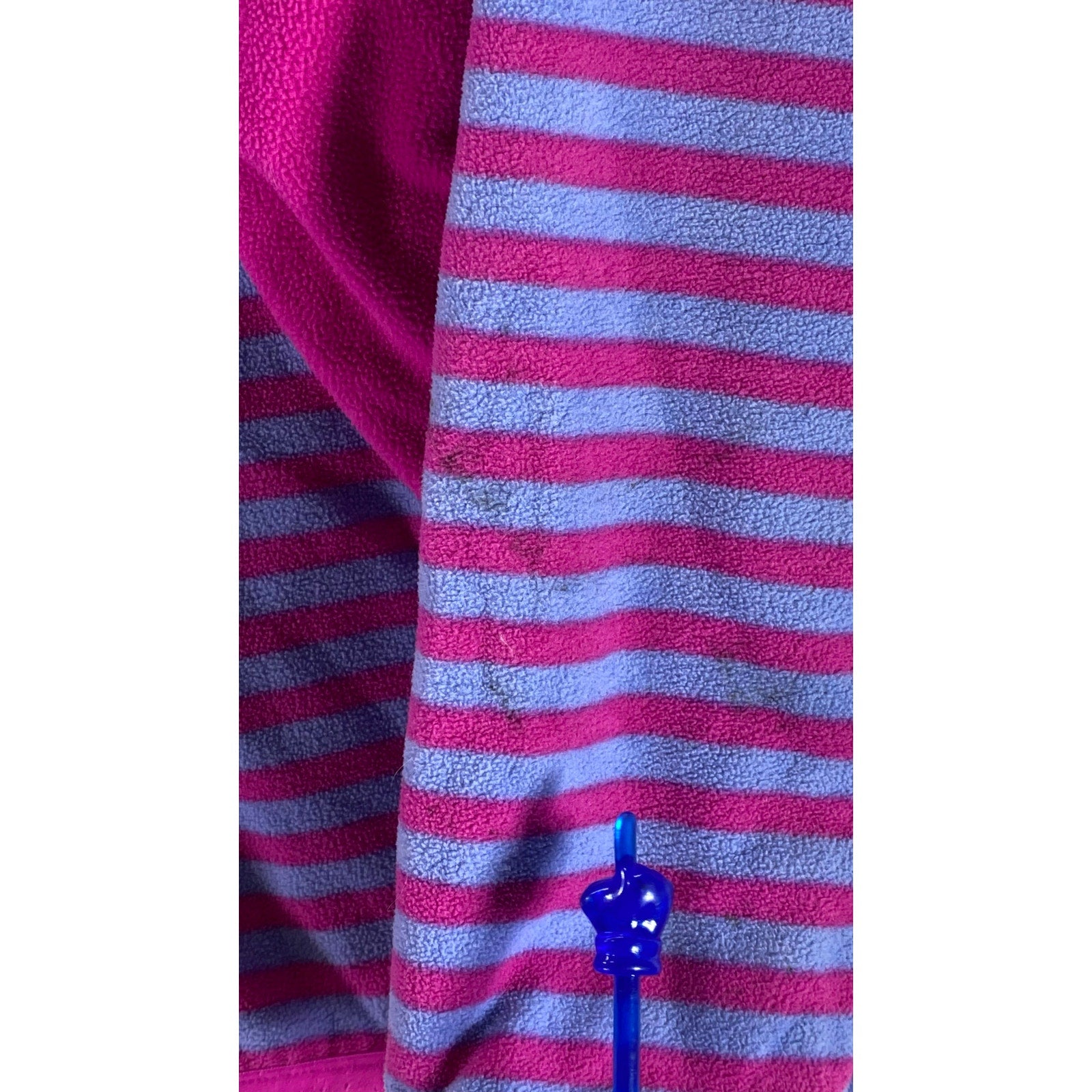 THE NORTH FACE Girl's Pink/Purple Striped Fleece Reversible Jacket SZ L(14-16)