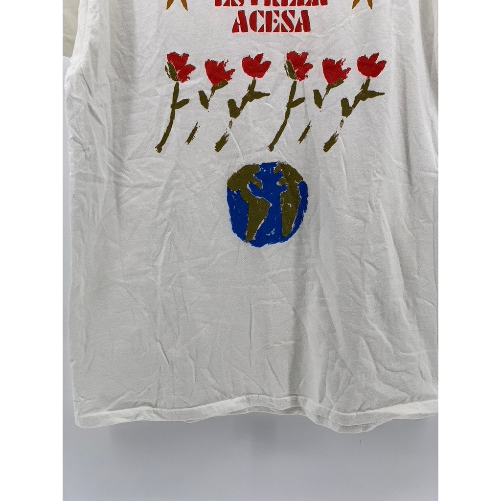 GILDAN Men's White Graphic Short Sleeve T-Shirt SZ L