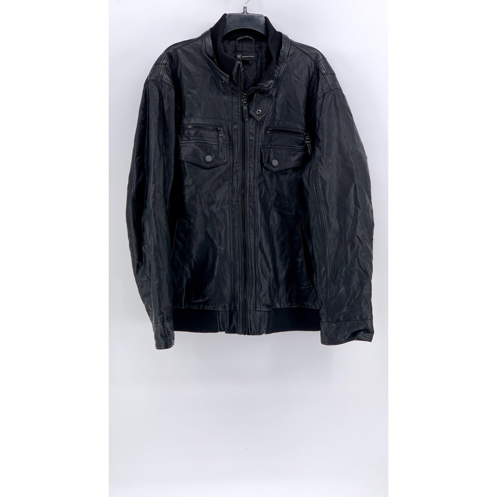 INC INTERNATIONAL CONCEPTS Men's Black Distressed Faux-Leather Jacket SZ XXL