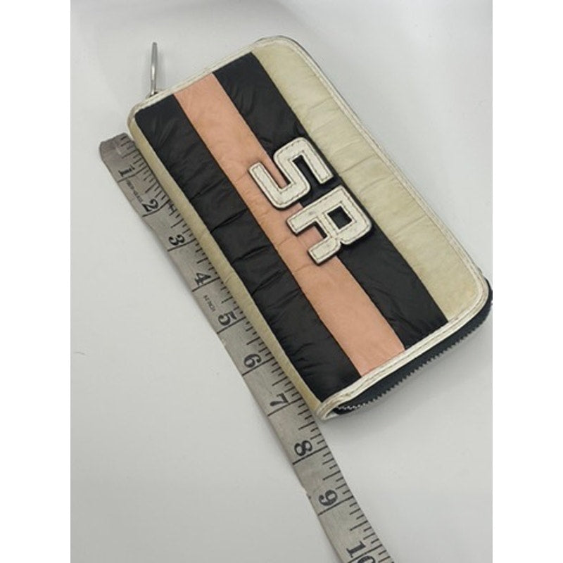 SONIA RYKIEL Women's Beige/Pink/Black Striped Zip-Up Wallet