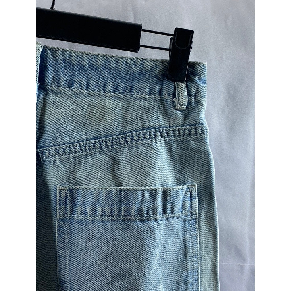 PULL&BEAR Women’s Light Blue Denim Straight-Leg Mom Jeans SZ 2