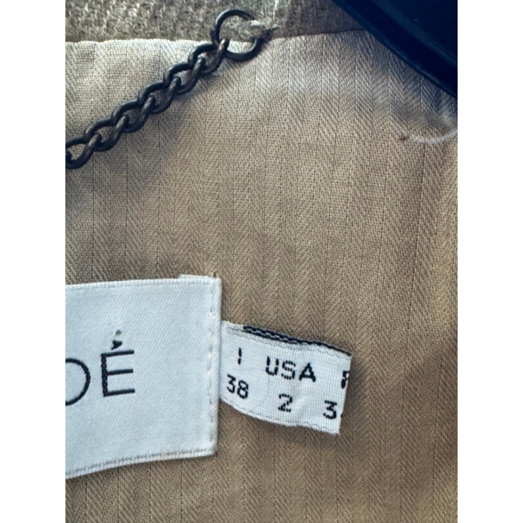 SEE BY CHLOE Women's Tan Double Breast Two-Button Notch Lapel Wool Coat SZ 2