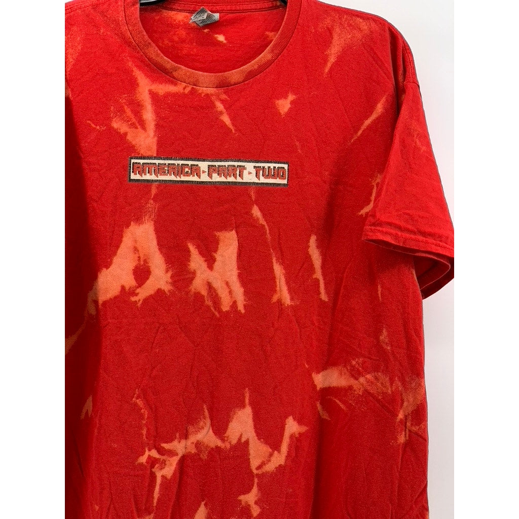 GILDAN Men's Red Tie-Dye Heavy Cotton Graphic T-Shirt SZ XL
