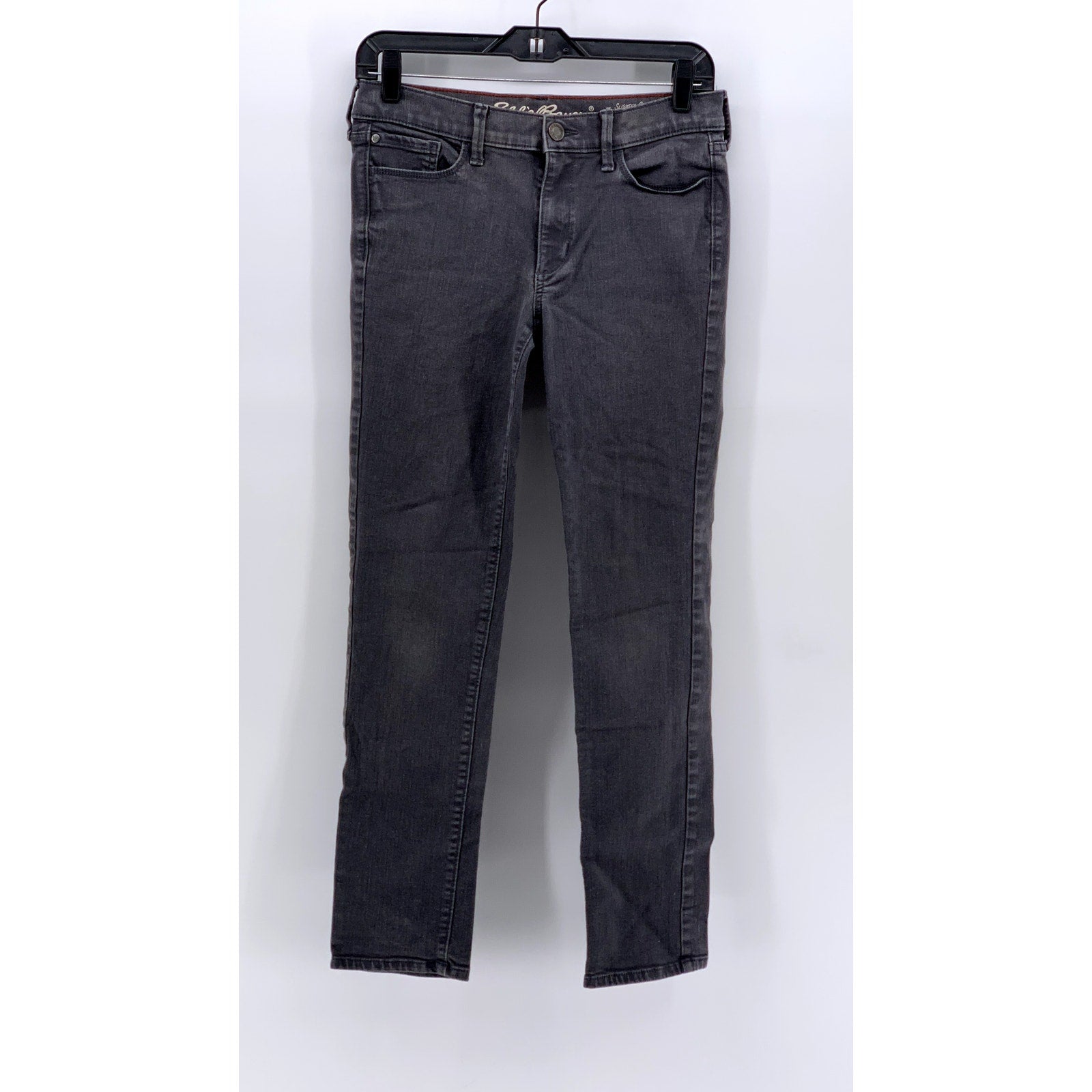 EDDIE BAUER Women's Gray Special Dyed Slim Straight Slightly Curvy Jeans SZ S 4