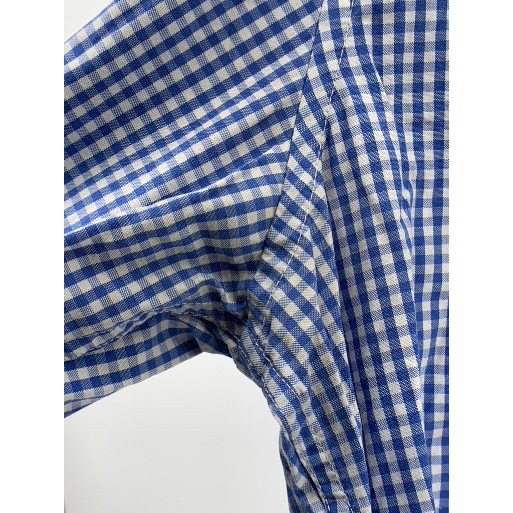 BANANA REPUBLIC Women's Blue Gingham Camden Fit Button-Up Shirt SZ L
