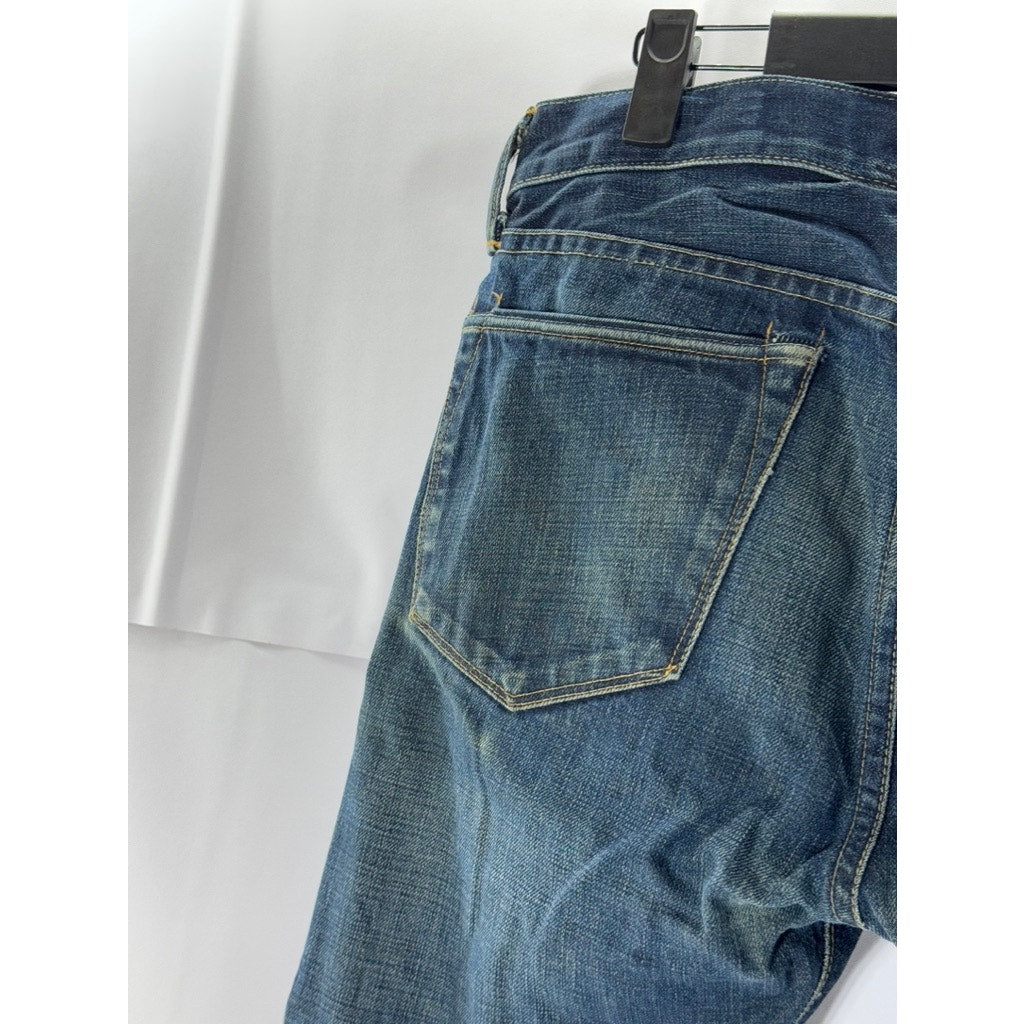 TODD SNYDER Men's Blue White Oak Cone Denim Slim-Fit Selvedge Jeans SZ 28X32