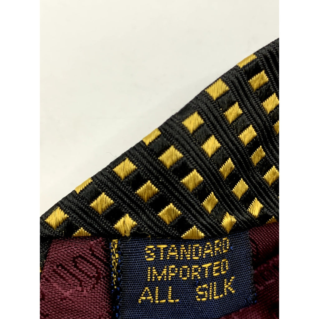 MITCHELLS OF WESTPORT Men's Black & Yellow Gold Silk USA Hand Sewn Tie
