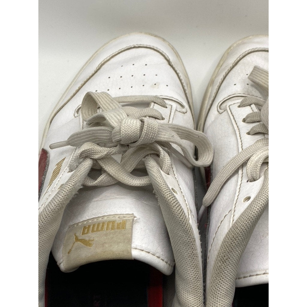 PUMA Men's White-Burgundy Shuffle Lace-Up Casual Sneakers SZ 10.5
