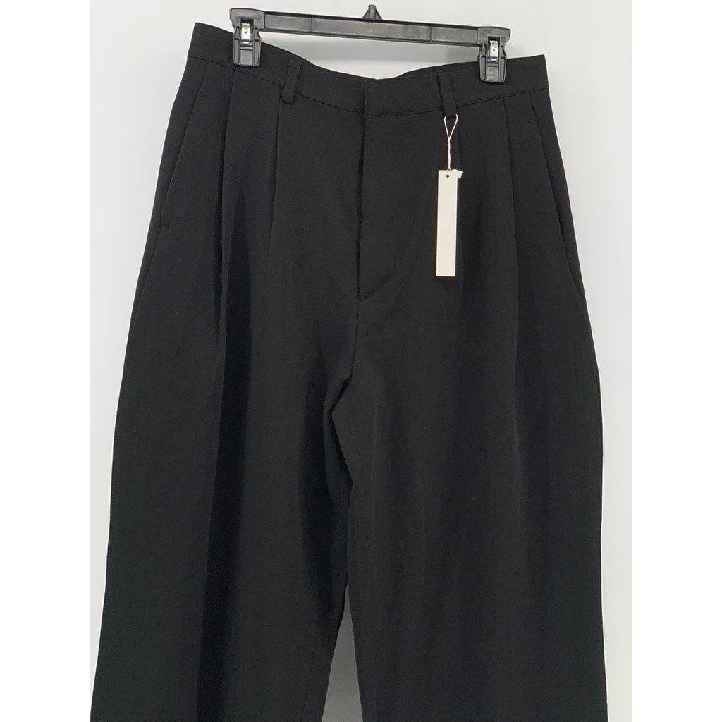 SIGNATURE Women's Black Pleated Wide-Leg Pants SZ L