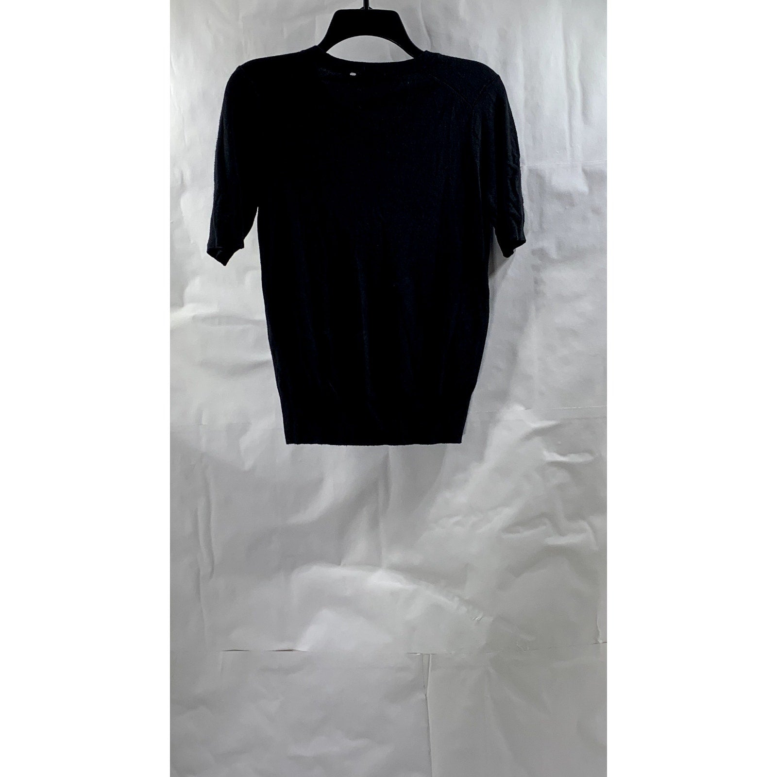 ZARA KNIT Women's Black Crewneck Short Sleeve Top SZ M