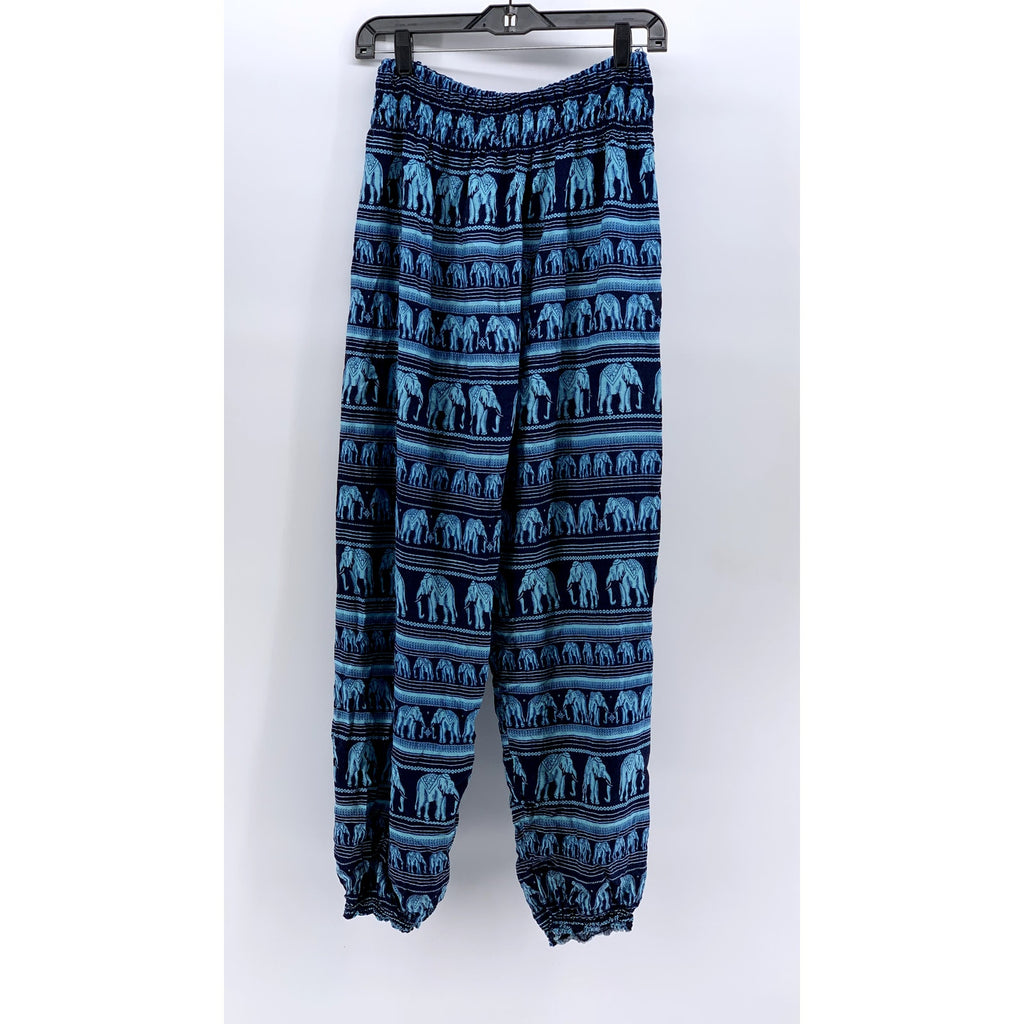 UNBRANDED Women's Blue Elephant Printed Pants SZ S