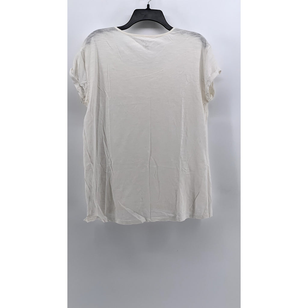 SONOMA GOODS FOR LIFE Women's Off-White Lace Trim Short Sleeve Top SZ L
