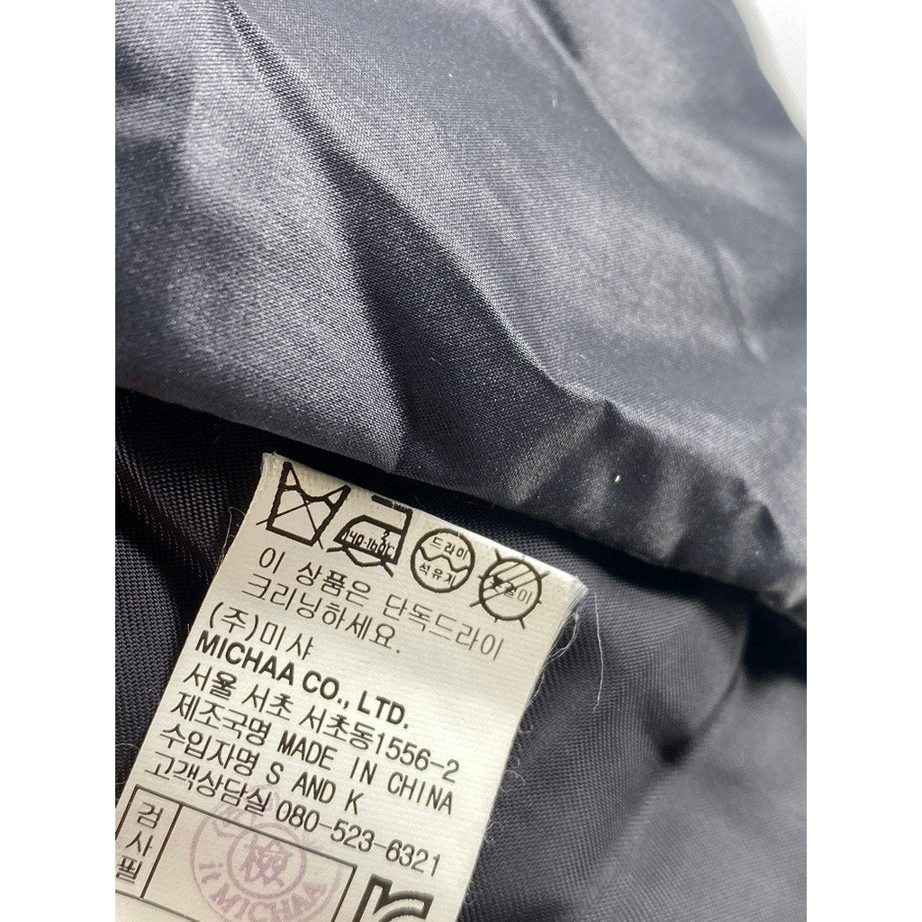 IT MICHAA Deluxe Women's Black Hooded Snap Button Long Sleeve Puffer Coat SZ S