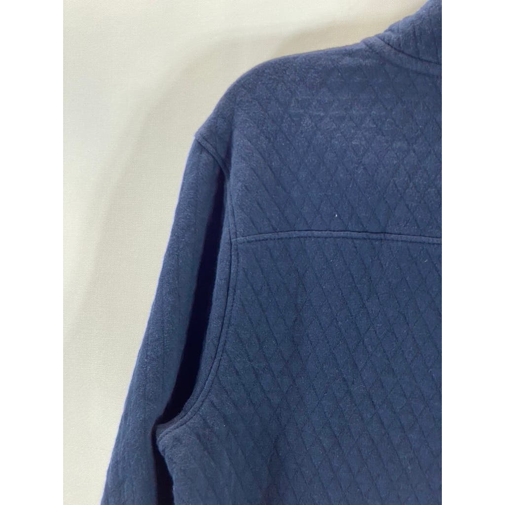 GOODFELLOW & CO Men's Navy Quilted Snap-Button Stand Collar Pullover Sweater SZS