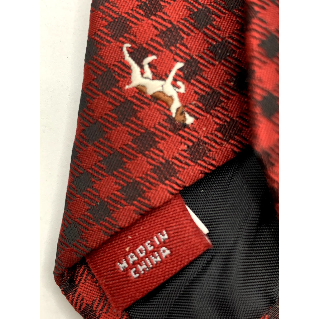 MERONA Men's Red Embroidered Dog Gingham Print Tie