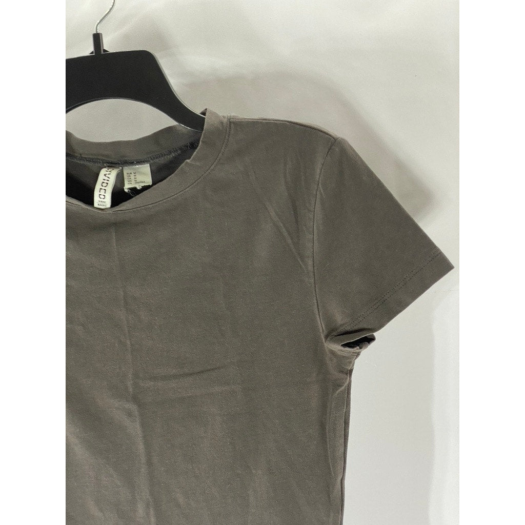 DIVIDED BY H&M Women's Dark Gray Crewneck Short Sleeve Cropped Top SZ M