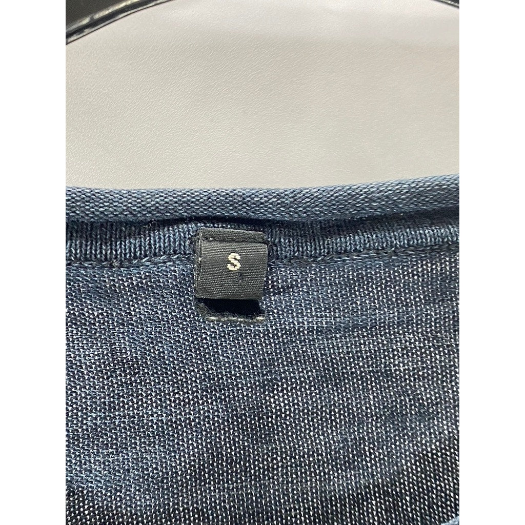 MUJI Men’s Navy Blue Crewneck Knit Long Sleeve Regular Fit Sweater SZ S