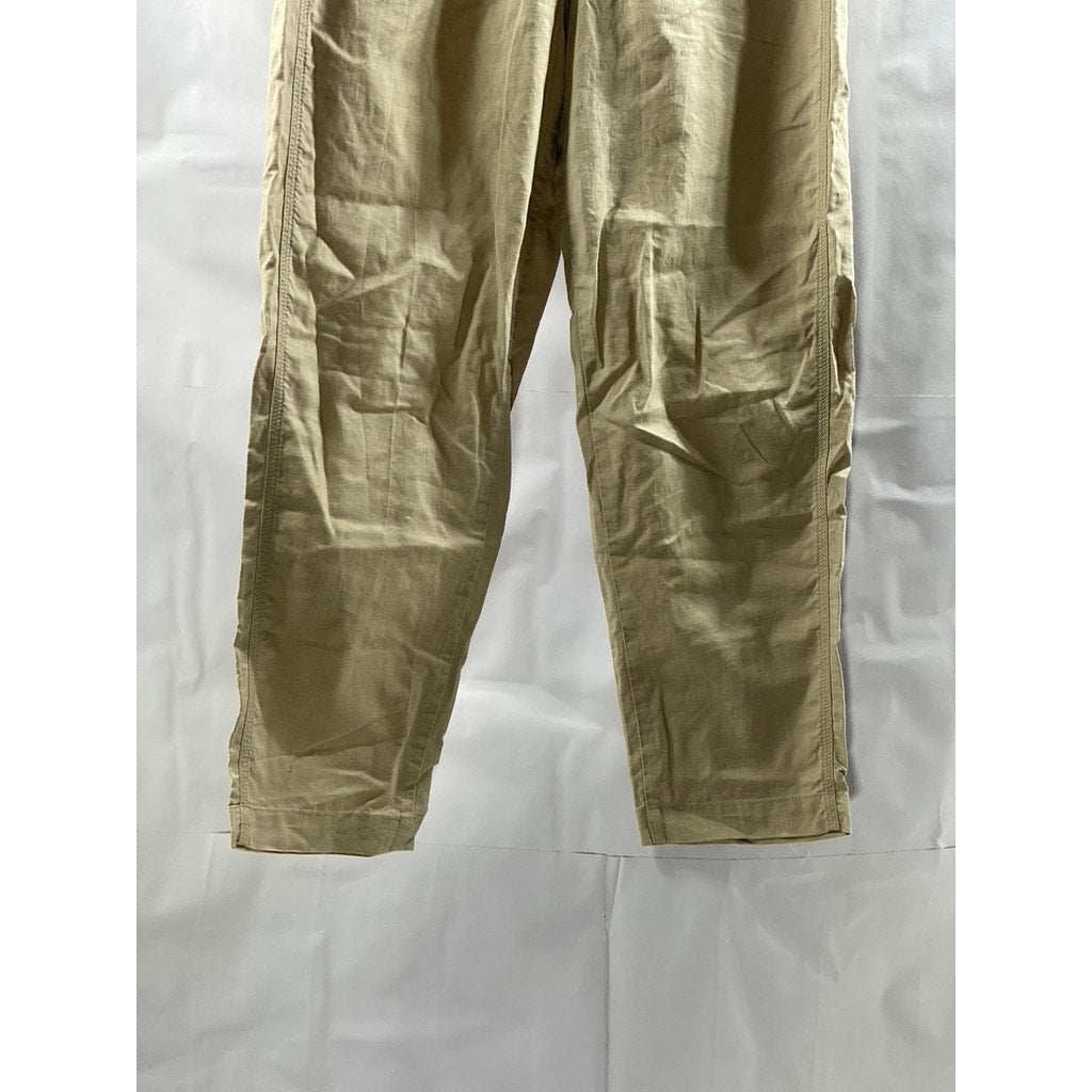 UNIQLO Women’s Tan Cotton-Linen Straight-Leg Pant SZ S