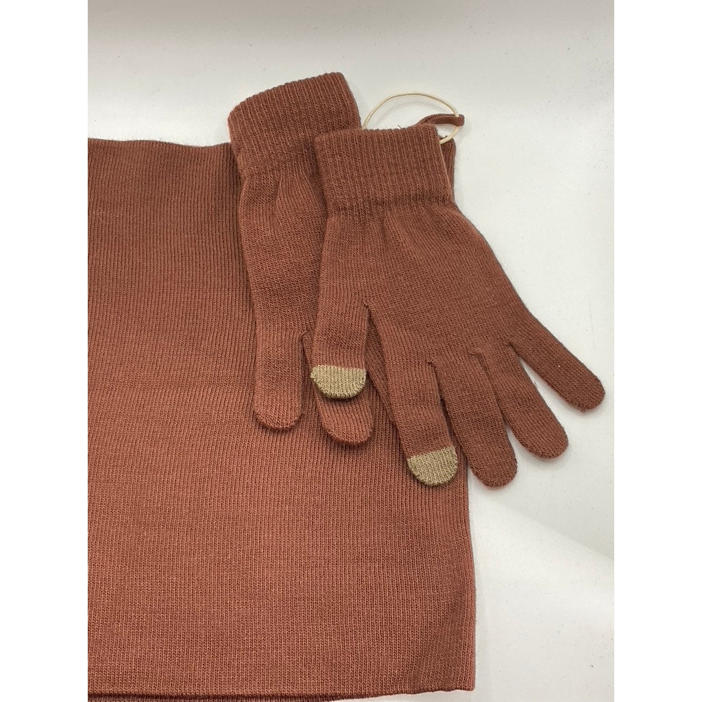 LOOK BY M Women's Rust Scarf and Glove Set SZ OS
