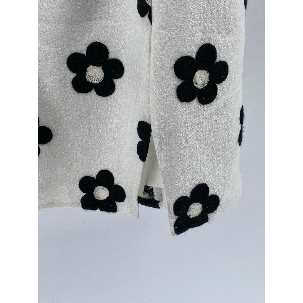 PETITE STUDIO Women's White-Black Tanya Daisy Bodycon Mini Dress SZ S