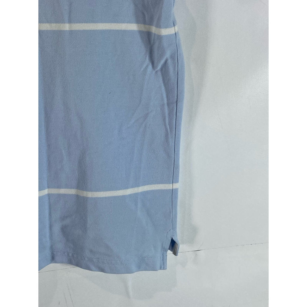 BANANA REPUBLIC Men's Blue Striped Short Sleeve Fitted Polo SZ L