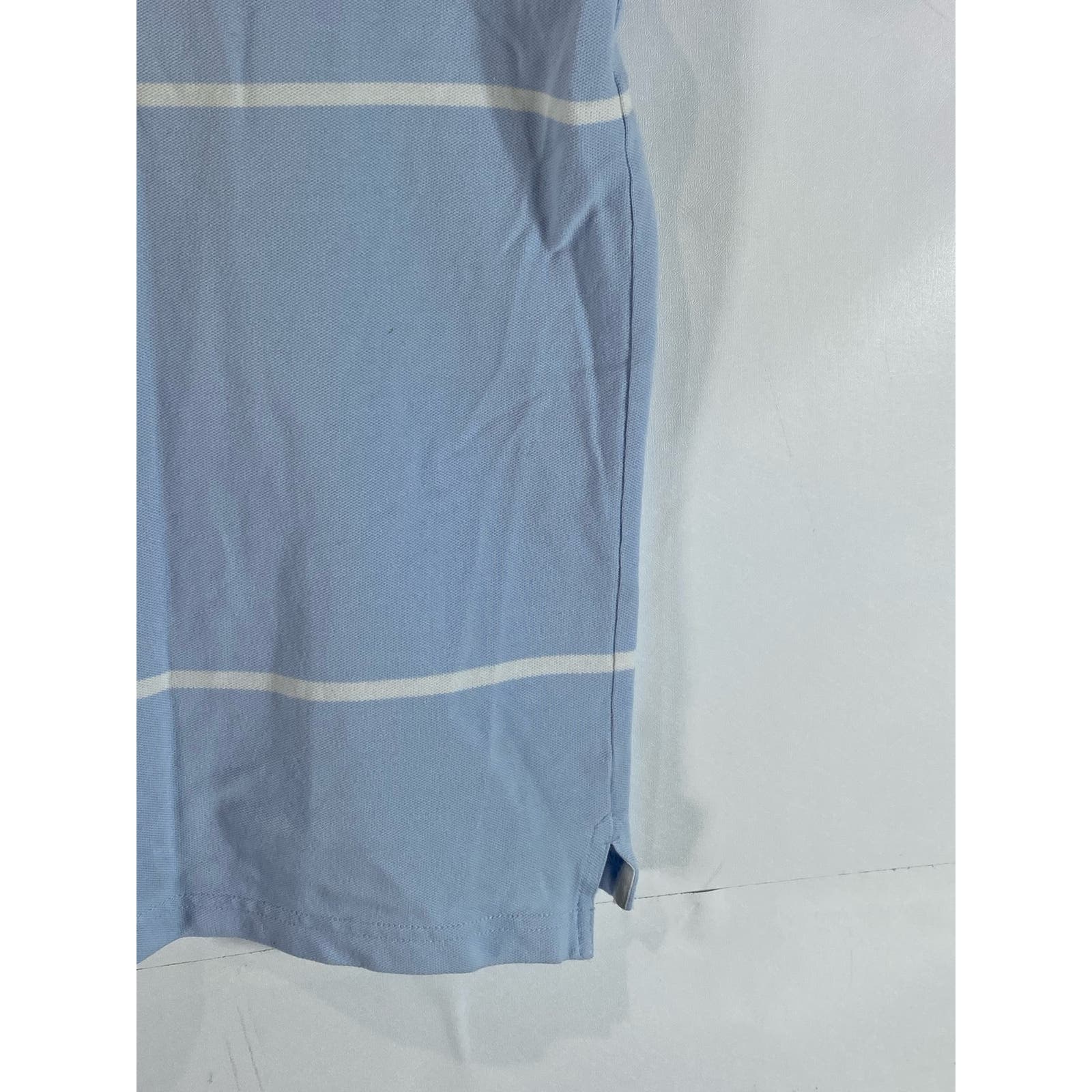 BANANA REPUBLIC Men's Blue Striped Short Sleeve Fitted Polo SZ L