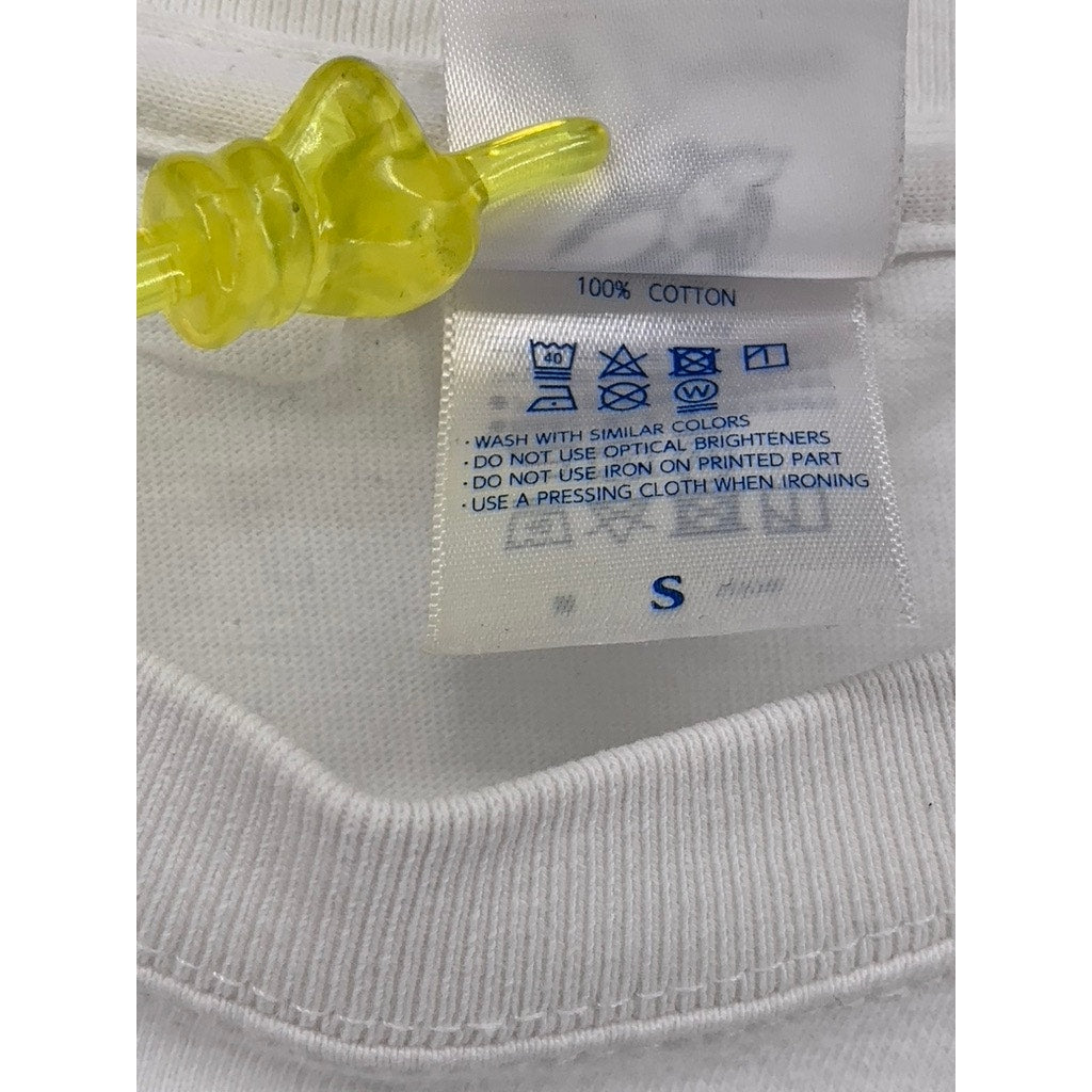 LIFE OVERSEAS Men's White Script Logo Crewneck Short Sleeve Casual T-Shirt SZ S
