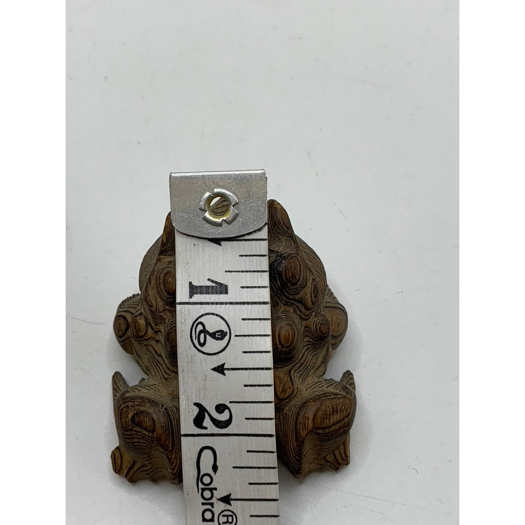 VINTAGE Brown Japanese Wood Carved Toad Set