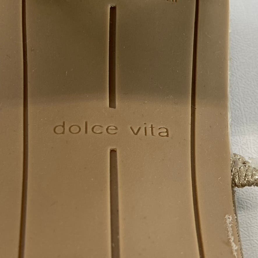 DOLCE VITA Women's Light Gold Metallic Peyton Square-Toe Block-Heel Sandal SZ9.5