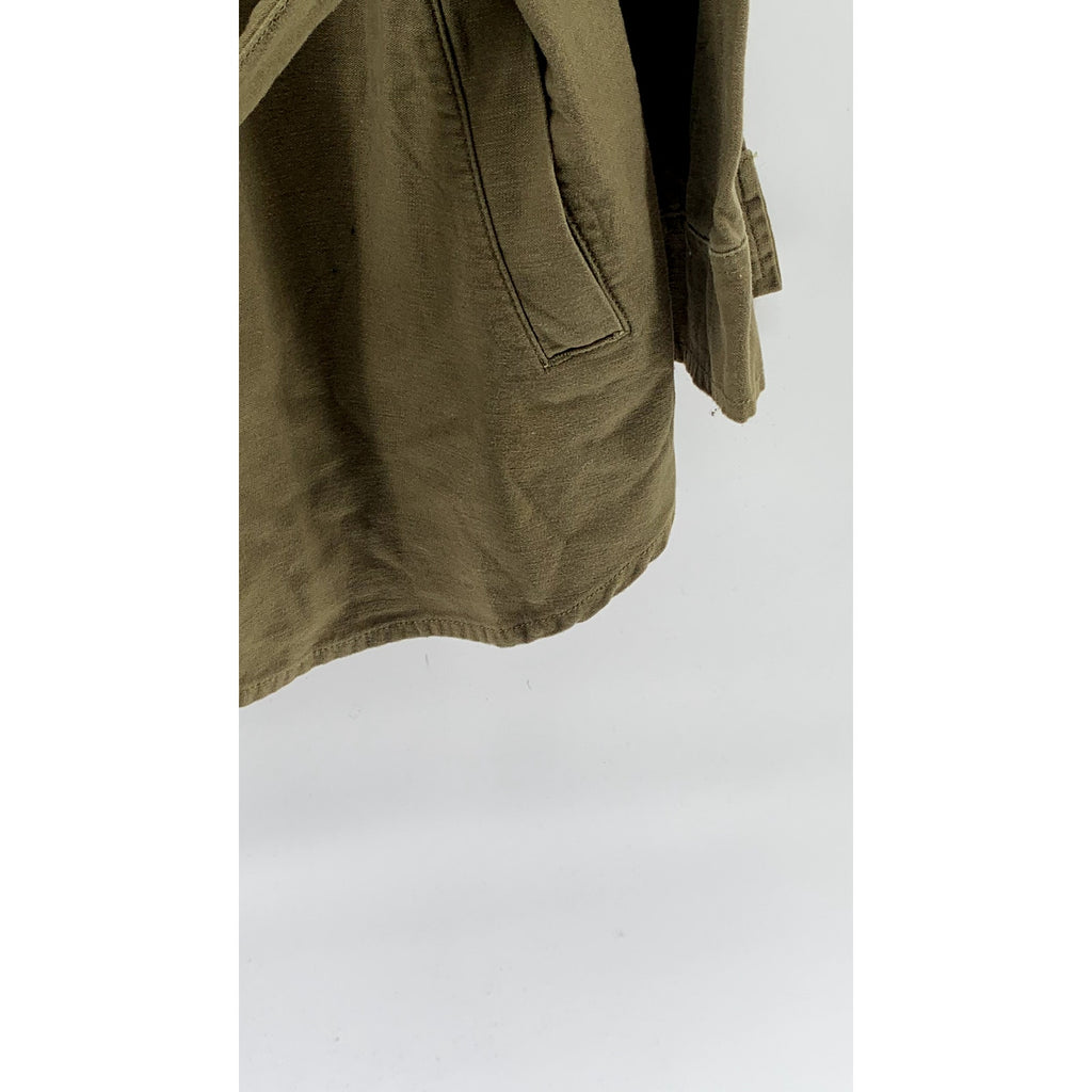 FOREVER 21 Women's Army Green Button-Up Belted Trench Coat SZ L
