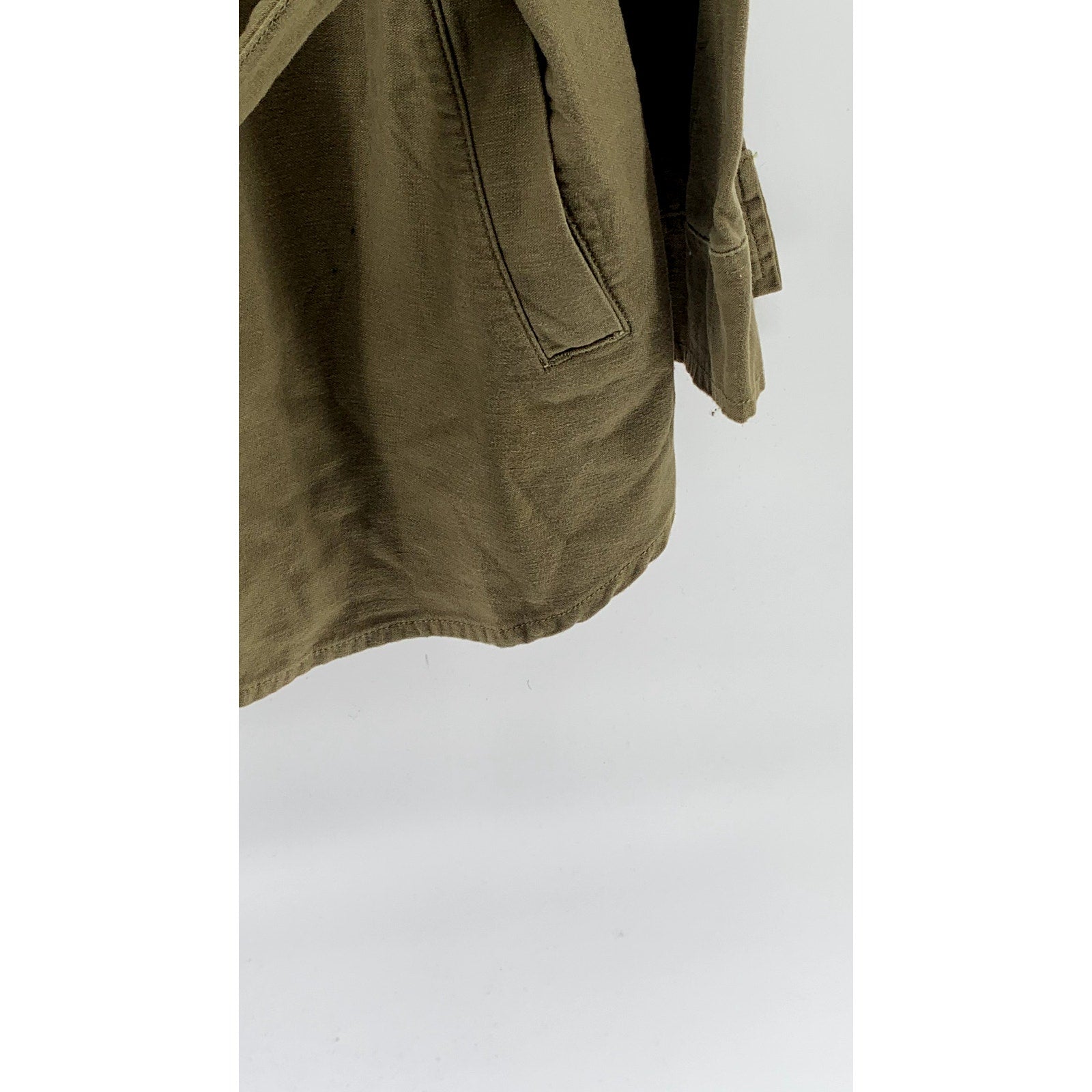 FOREVER 21 Women's Army Green Button-Up Belted Trench Coat SZ L