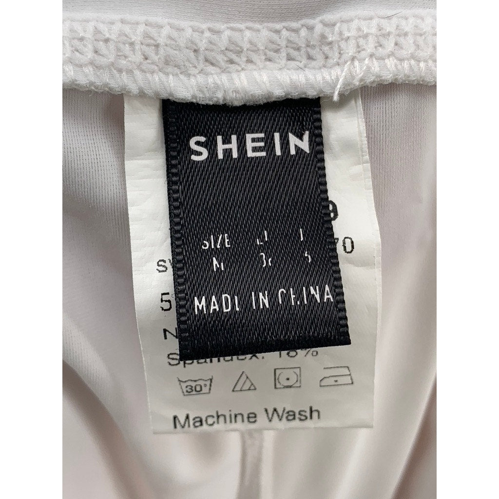 SHEIN Women's White Solid Pull-On High-Rise Active Biker Shorts SZ M