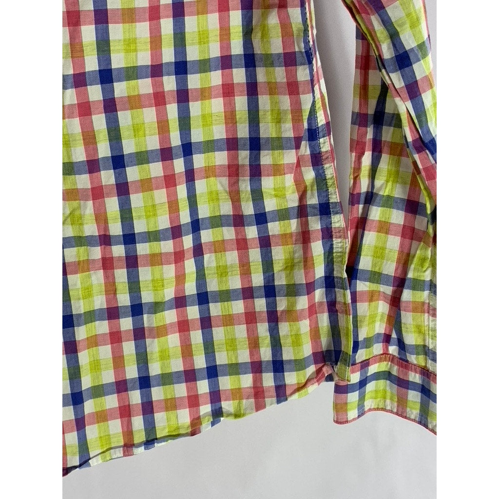 J.MCLAUGHLIN Women's Multicolor Plaid Button-Up Long Sleeve Top SZ 2