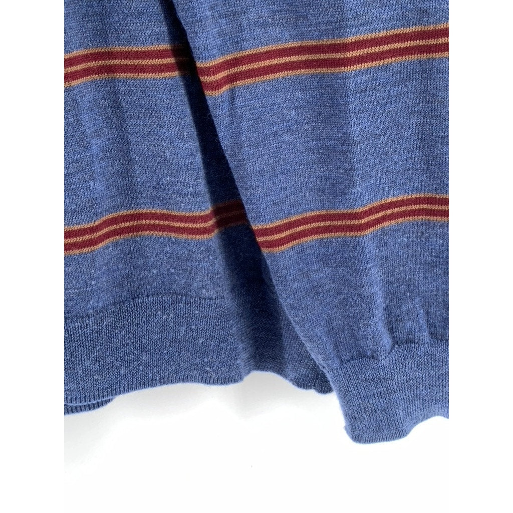 BROOKS BROTHERS 346 Men's Vintage Blue-Red Striped Merino Wool Sweater SZ XL