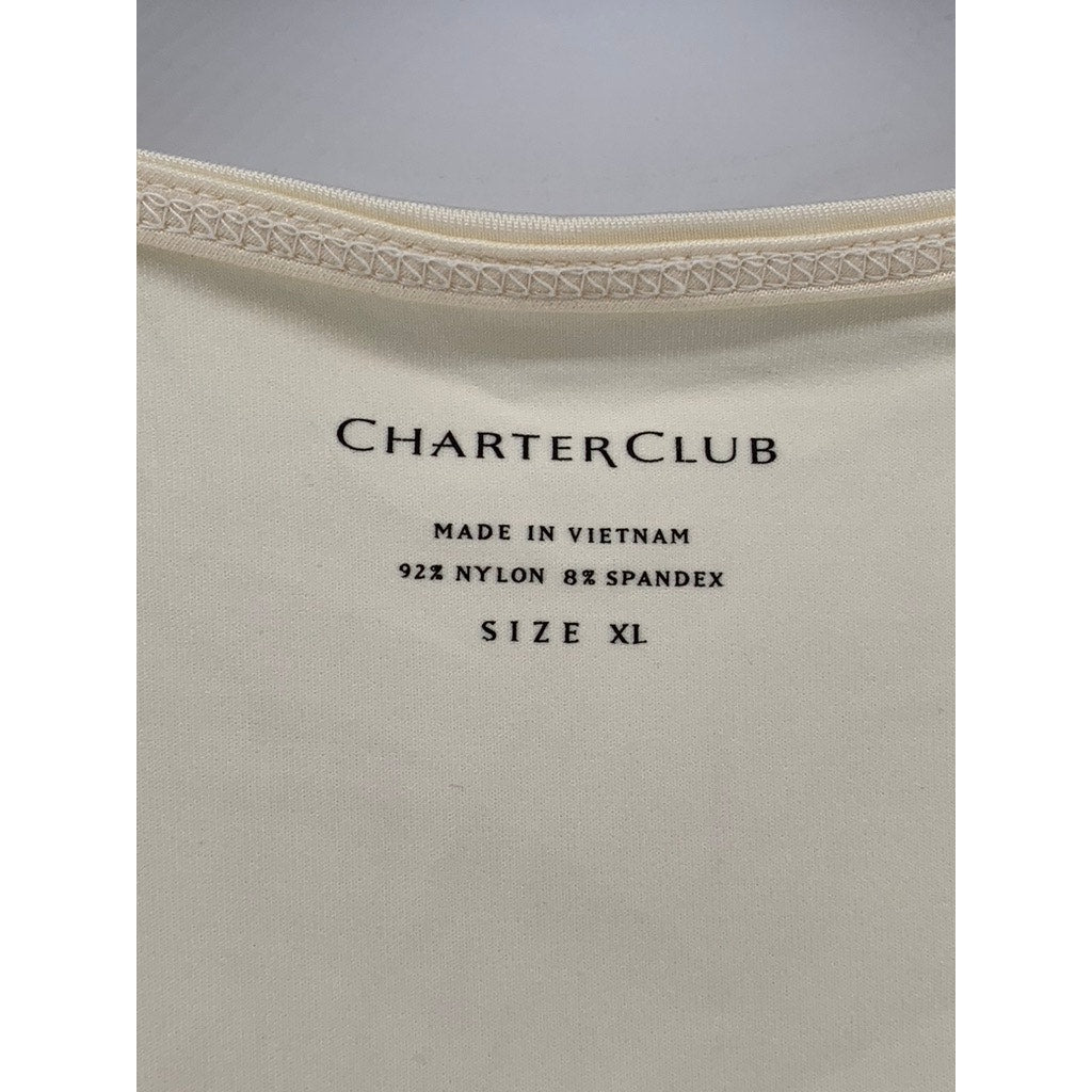 CHARTER CLUB Women's Cream Solid Scoop-Neck Lightweight Nylon-Blend Tank SZ XL