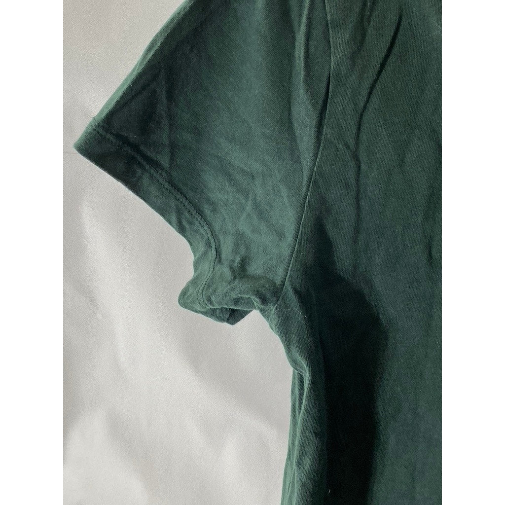 EVERLANE Women's Dark Green The Box Crewneck Short Sleeve Organic Cotton Top SZS
