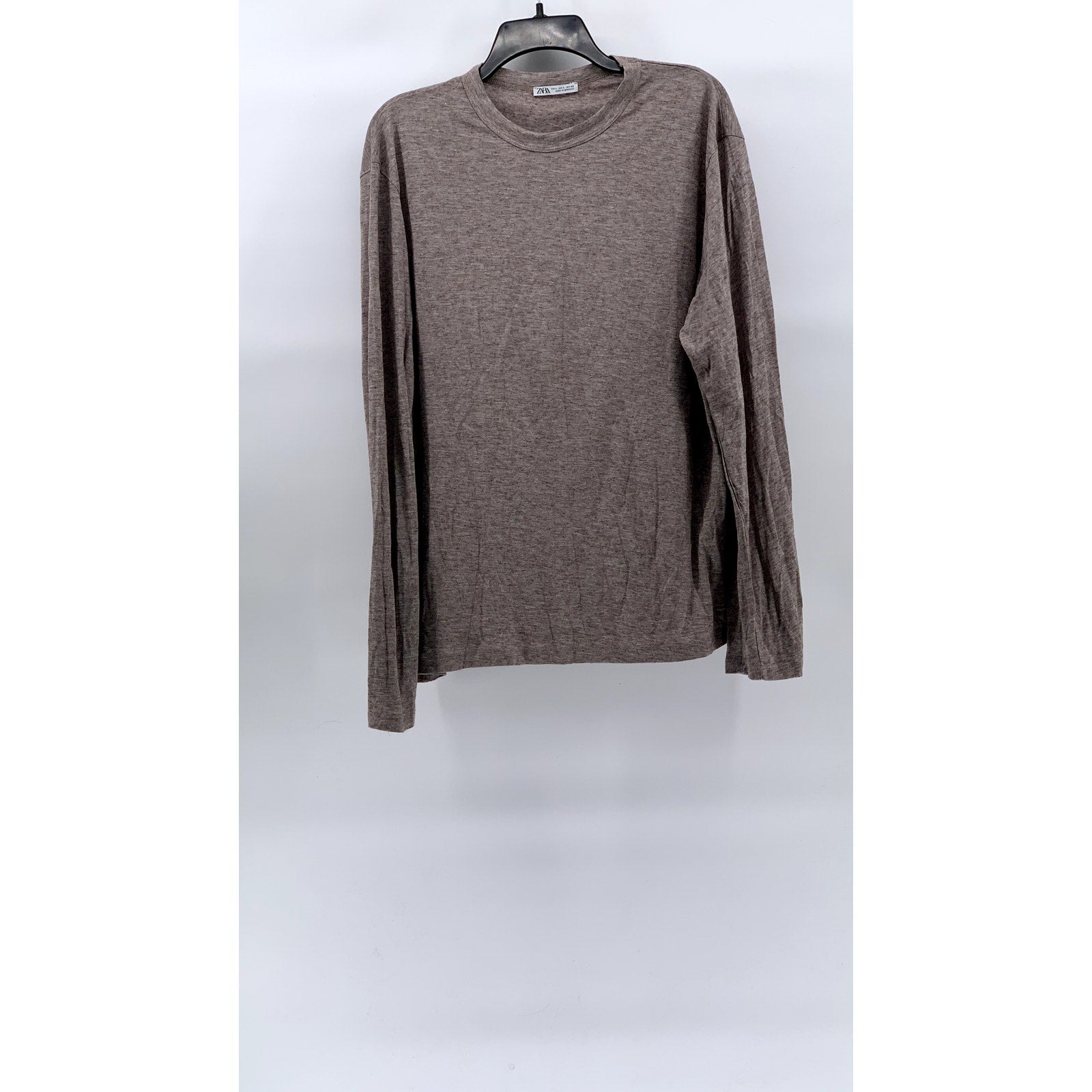 ZARA Men’s Beige Knit Viscose-Wool Long Sleeve Crewneck T-Shirt SZ L