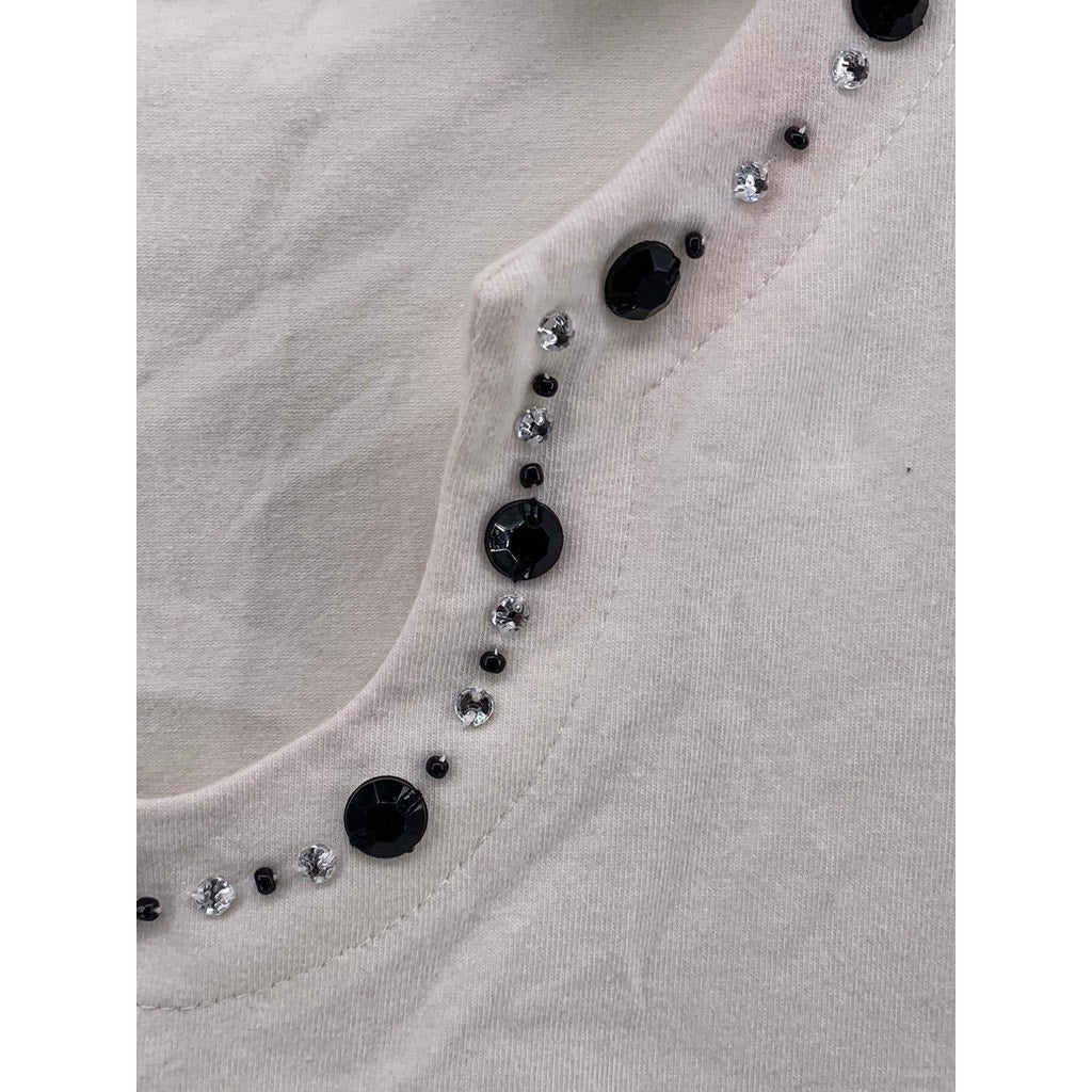 ALFRED DUNNER Women's Plus White-Black Floral 3/4 Sleeve Top SZ 2X